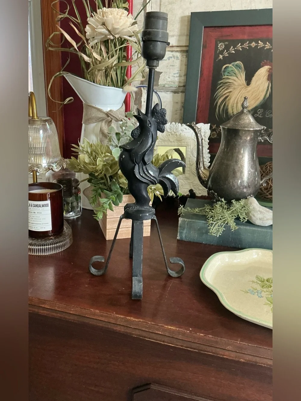 READ Black Rooster Table Lamp Base READ